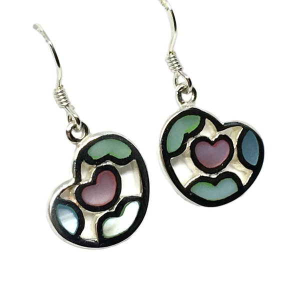 Abstract Love ~ Sterling Silver Dangle Earrings - Picture 1 of 5
